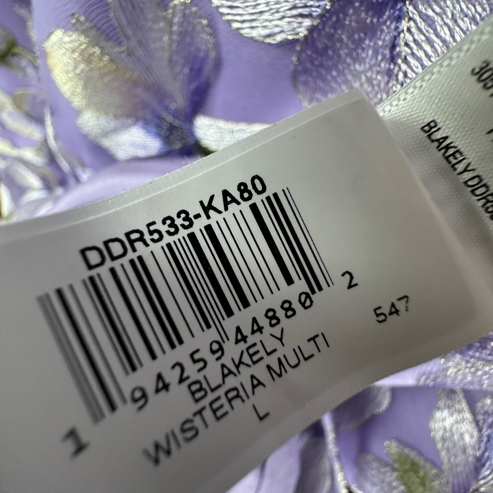 Dress The Population Womens L Blakely Midi Dress Wisteria Multi Floral Purple - Picture 9 of 12